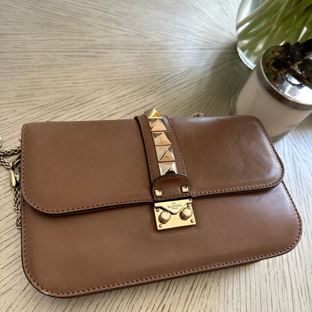 Valentino Calfskin Medium Glam Lock Rockstud Flap Bag